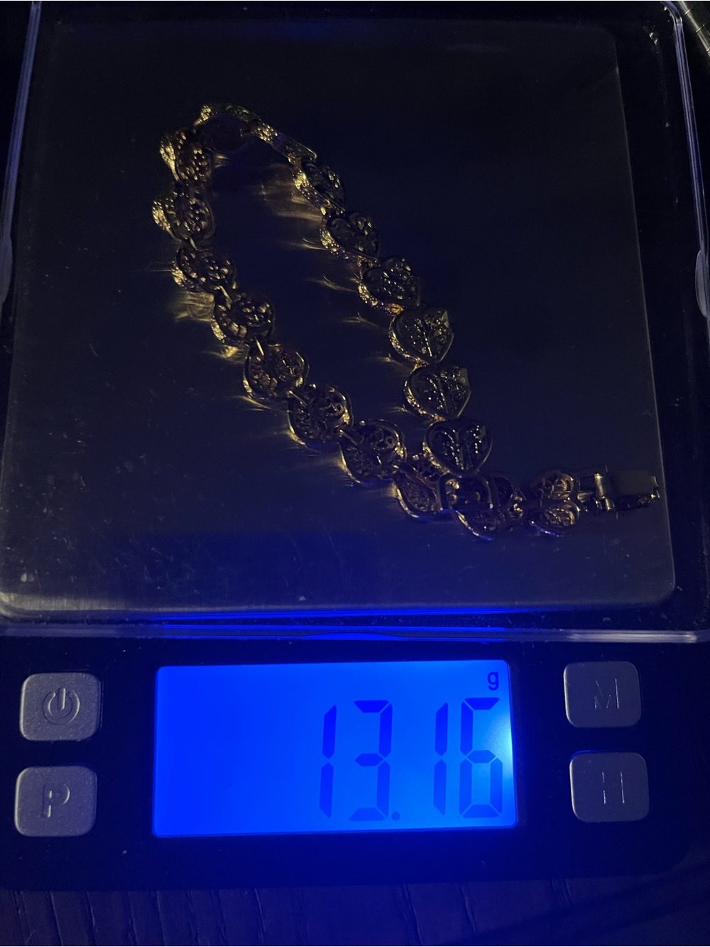 Vintage 90’s Diamond-cut gold filigree heart bracelet 13 g size 7” to 7 1/2” - Picture 4 of 4